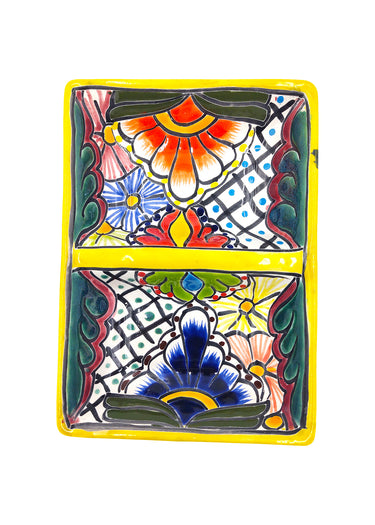 Mexican Talavera Ceramic Divided Serving Dish - Dual Section, 10